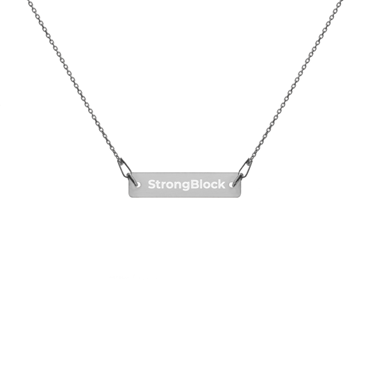 StrongBlock Engraved Silver Bar Chain Necklace